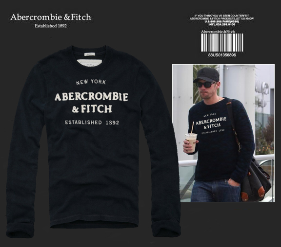Abercrombie Fitch Hombres De Cuello Redondo Con Gente Fotos Largo Remera AF6072